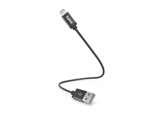 Hama 00201578, 0,2 m, Lightning, USB A, urosliitin, urosliitin, musta
