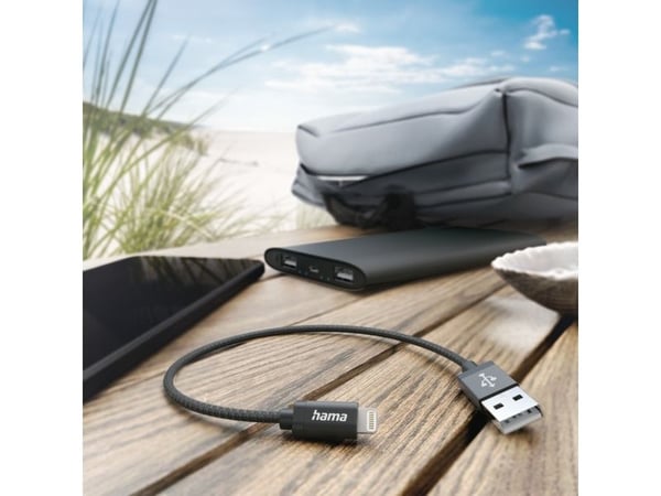 Hama 00201578, 0,2 m, Lightning, USB A, urosliitin, urosliitin, musta