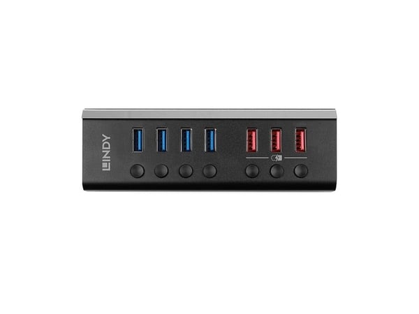 Lindy 43371, USB 3.2 Gen 1 (3.1 Gen 1) Type-B, USB 3.2 Gen 1 (3.1 Gen 1) Type-A, 5000 Mbit/s, Svart, Akrylonitril-butadien-styren (ABS), Aluminium,...