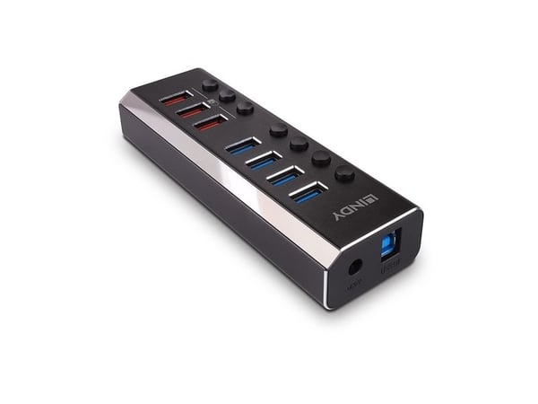 Lindy 43371, USB 3.2 Gen 1 (3.1 Gen 1) Type-B, USB 3.2 Gen 1 (3.1 Gen 1) Type-A, 5000 Mbit/s, Svart, Akrylonitril-butadien-styren (ABS), Aluminium,...