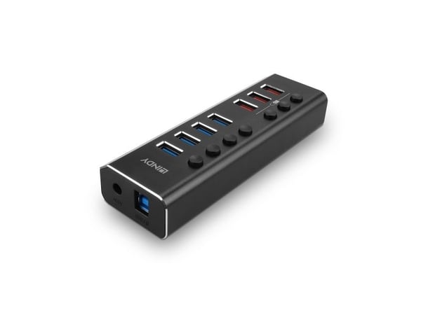 Lindy 43371, USB 3.2 Gen 1 (3.1 Gen 1) Type-B, USB 3.2 Gen 1 (3.1 Gen 1) Type-A, 5000 Mbit/s, Svart, Akrylonitril-butadien-styren (ABS), Aluminium,...