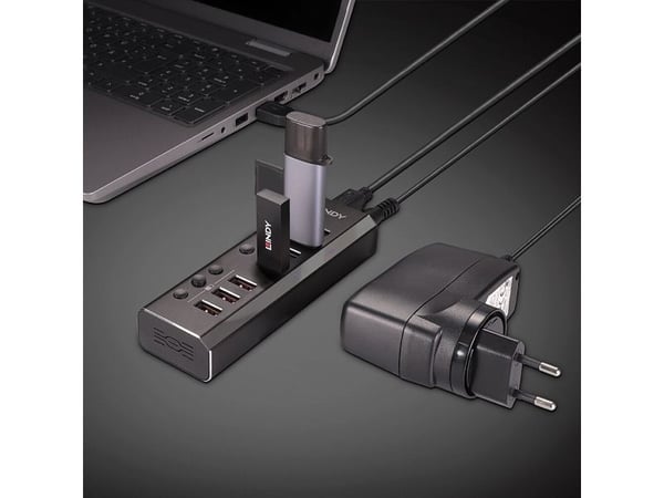 Lindy 43371, USB 3.2 Gen 1 (3.1 Gen 1) Type-B, USB 3.2 Gen 1 (3.1 Gen 1) Type-A, 5000 Mbit/s, Svart, Akrylonitril-butadien-styren (ABS), Aluminium,...