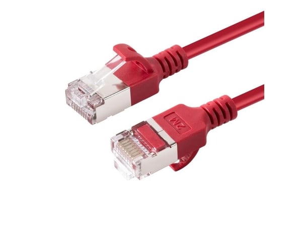 MicroConnect - Nätverkskabel - RJ-45 (hane) till RJ-45 (hane) - 10 m - U/FTP - CAT 6a - halogenfri, hakfri, slim - röd