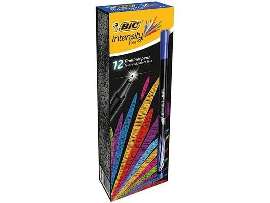 BIC fineliner Intensity, Fin, 1 färger, Blå, 0,4 mm, Svart, Blå, 12 styck