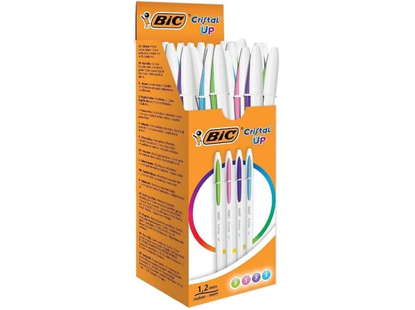 BIC Cristal UP - Kulepenn - rosa, lysegrønn, purpur, turkisblå - 1.2 mm (en pakke 20)