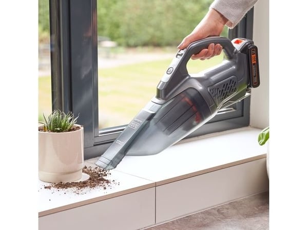Black & Decker Dustbuster, Kuiva, Matto, Kovat lattiapinnat, Rappusten askelmat, Pussiton, Musta, Harmaa, Oranssi, Akku, 20 V