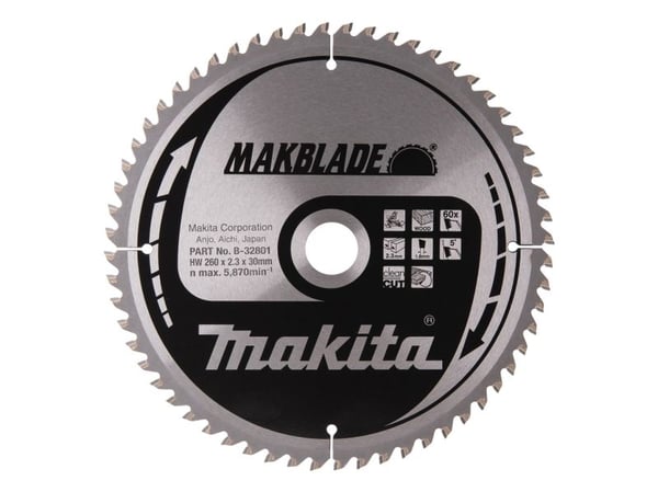 Makita MAKBLADE - Cirkelsågblad - för trä - 260 mm - 60 tänder - för Makita LF1000