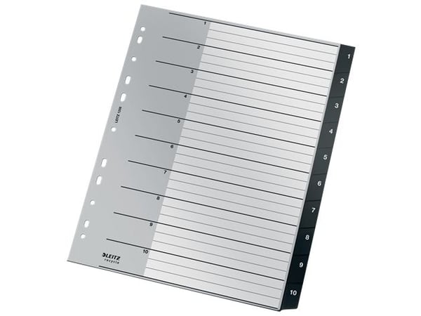 Leitz Recycle - Avdelare - 10 delar - förtryckt: 1-10 - extra wide - tabbad - svart