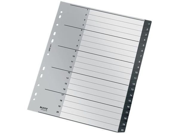 Leitz Recycle - Avdelare - 20 delar - förtryckt: 1-20 - extra wide - tabbad - svart