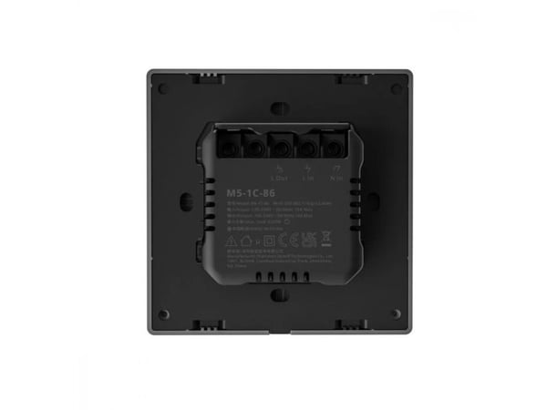Sonoff M5-1C-86, Smartbryter, Koblet med ledninger (ikke trådløs), Polykarbonat (PC), Matt, Sort, Vegg