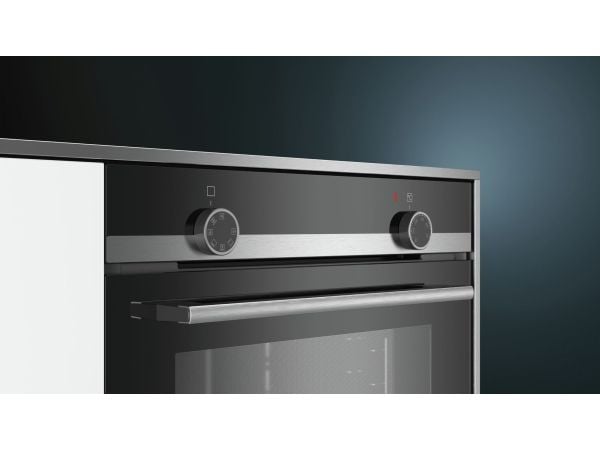 Siemens iQ100 HB510ABR1 - Ovn - innebygd - fordypning - bredde: 56 cm - dybde: 55 cm - høyde: 58.5 cm - Klasse A - rustfritt stål