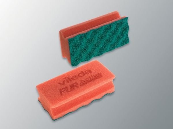Skursvamp, Vileda PurActive High, 15x7x6,5cm, röd, PU, fin skureffekt, repfri - (10 st.)
