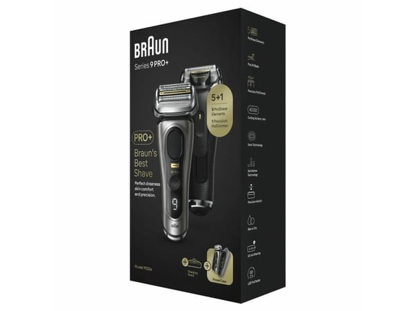 Braun Series 9 Pro+ 9525s Wet &amp; Dry, kalvoparranajokone, Metallinen, Akku, litium-ioni (Li-Ion), 90 min