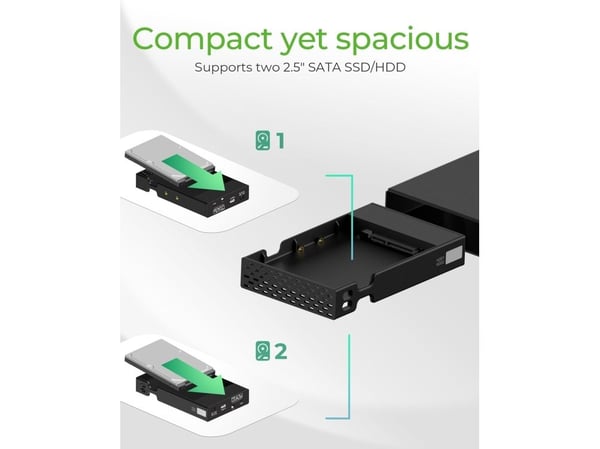 ICY BOX IB-RD2253-C31 - Hårddiskarray - 2 fack (SATA-600) - HDD - USB 3.2 Gen 2 (extern)