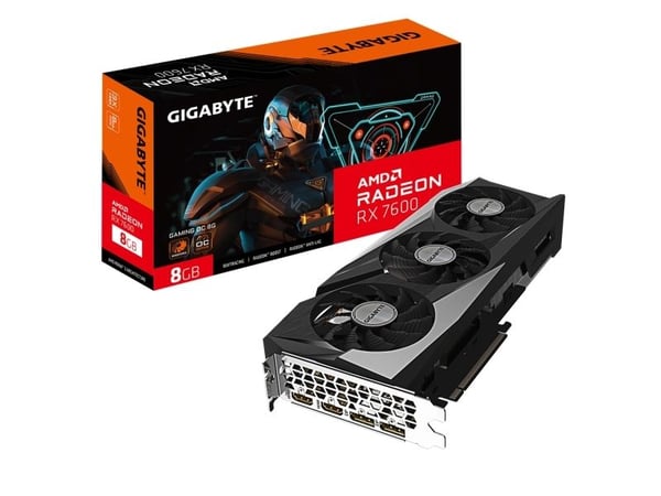 GIGABYTE GAMING Radeon RX 7600 OC 8G, Radeon RX 7600, 8 GB, GDDR6, 128 bittiä, 7680 x 4320 pikseliä, PCI Express 4.0