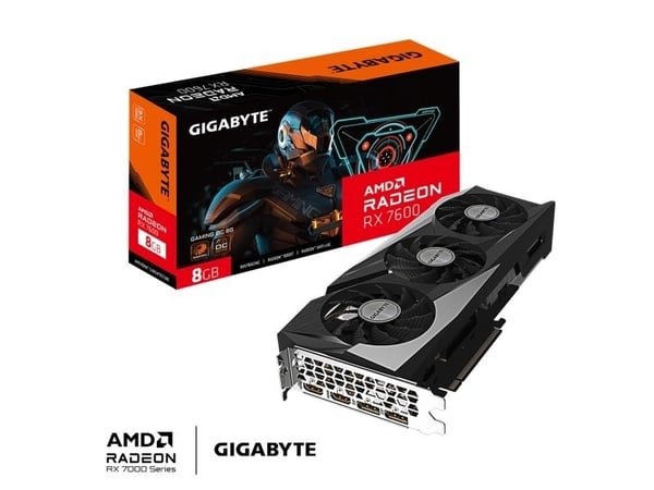 GIGABYTE GAMING Radeon RX 7600 OC 8G, Radeon RX 7600, 8 GB, GDDR6, 128 bittiä, 7680 x 4320 pikseliä, PCI Express 4.0