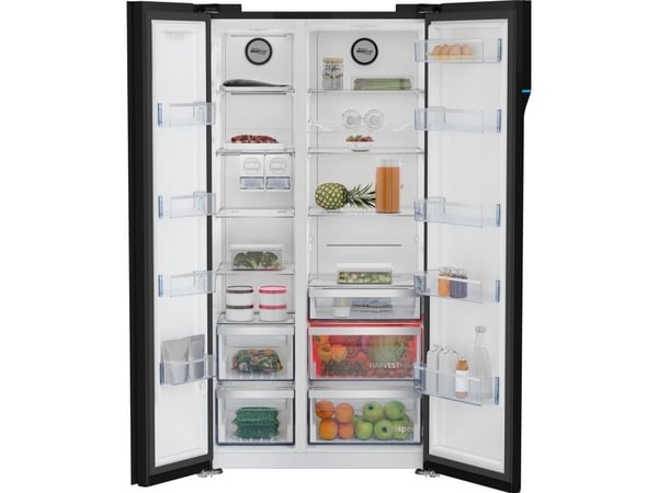 Beko GN163140ZGBN, Vapaasti seisova, Amerikkalainen ovi, Musta, Kosketus, LED, Ovessa