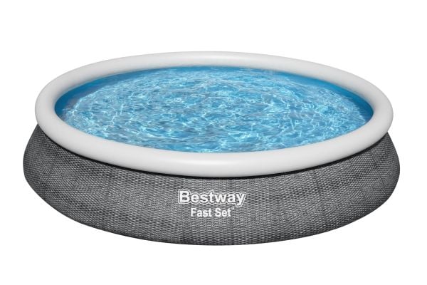 Bestway Fast Set 57313-4, 9677 l, Uppblåsbar pool, Barn och vuxen, Grå, 21,4 kg
