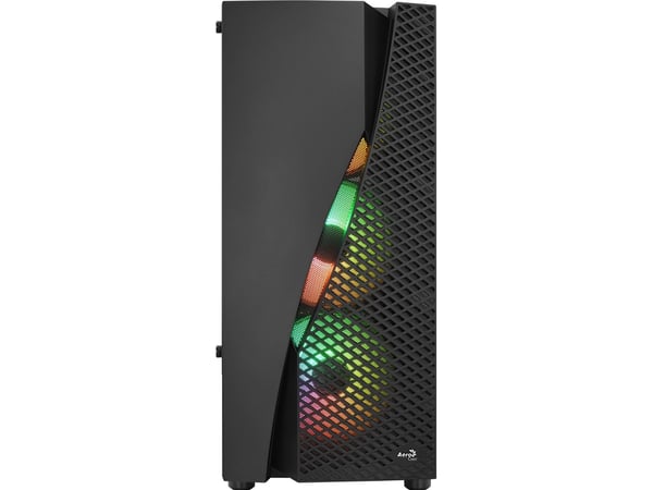 AeroCool Wave - Mid tower - ATX - genomskinlig sidopanel (härdat glas) - ingen strömförsörjning (ATX) - svart - USB/ljud