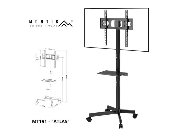 Montis Mobilny uchwyt do TV - MT191 ATLAS, 66 cm (26"), 152,4 cm (60"), 35 kg, 400 x 400 mm