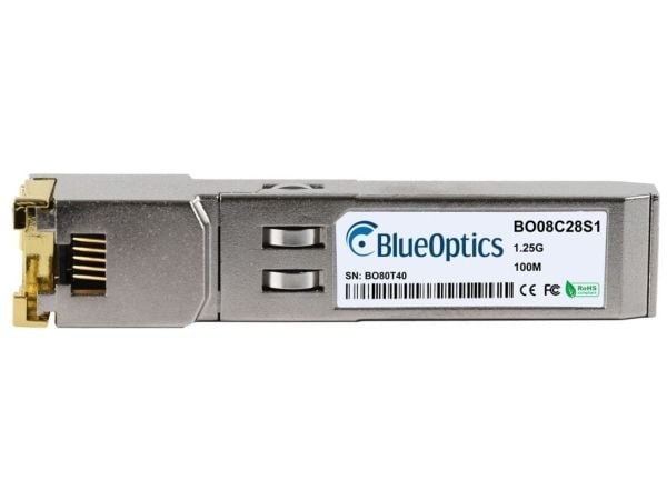 BlueOptics E1MGTX-A-BO, Koppar, 1250 Mbit/s, SFP, 100 m, 1.25 Gigabit Ethernet, IEEE 802.3ab