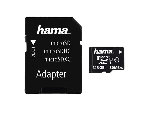 Hama - Flashminnekort (microSDXC til SD-adapter inkludert) - 128 GB - UHS Class 1 / Class10 - microSDXC UHS-I