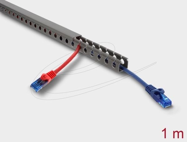 Delock - Kabelkanal - wiring, 20 x 20 mm - veggmonterbar, gulvmonterbar, takmonterbar, skapmonterbar - 1 m - grå