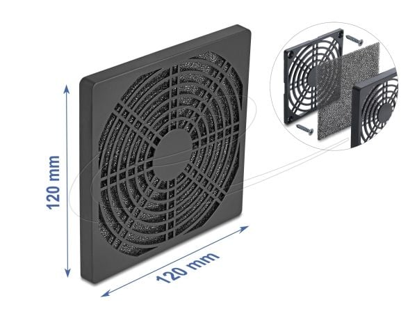 Delock - Viftegrill - with dust filter - svart