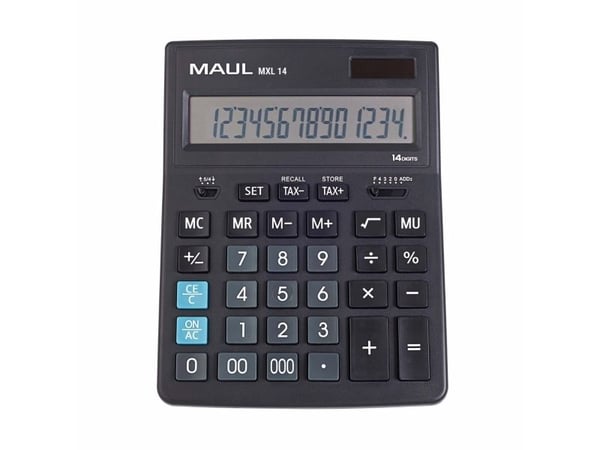 MAUL MXL 14, Desktop, Skjerm, 14 sifre, 1 linjer, Batteri, Svart