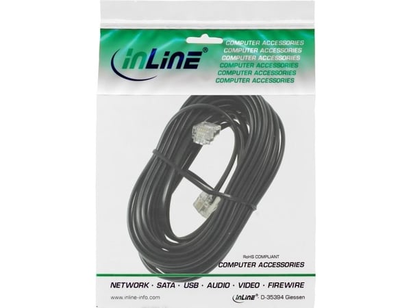 InLine 18844L, 3 m, RJ11, RJ11, svart, Jack