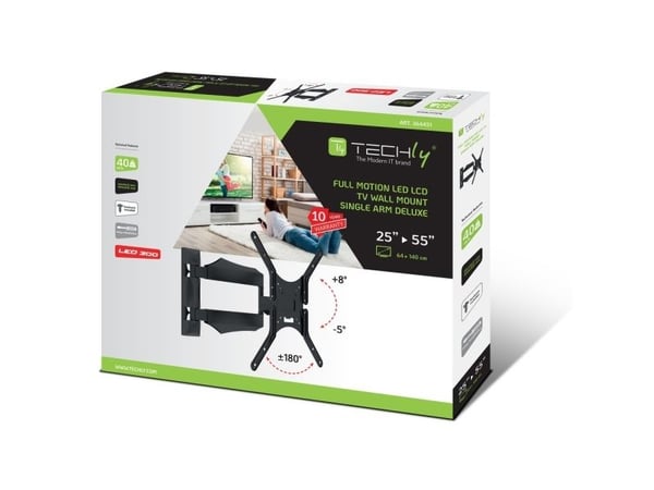 Techly ICA-PLB 271M, 132,1 cm (52"), 100 x 100 mm, 400 x 400 mm, -5 - 8°, 180°, Sort