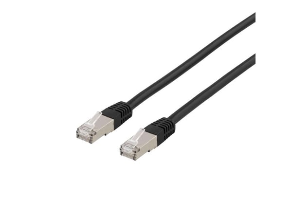 DELTACO - Liitäntäkaapeli - RJ-45 (uros) RJ-45 (uros) - 2 m - taitettu suojaamaton kierretty pari (F/UTP) - CAT 6a - halogeeniton, muotoiltu - musta