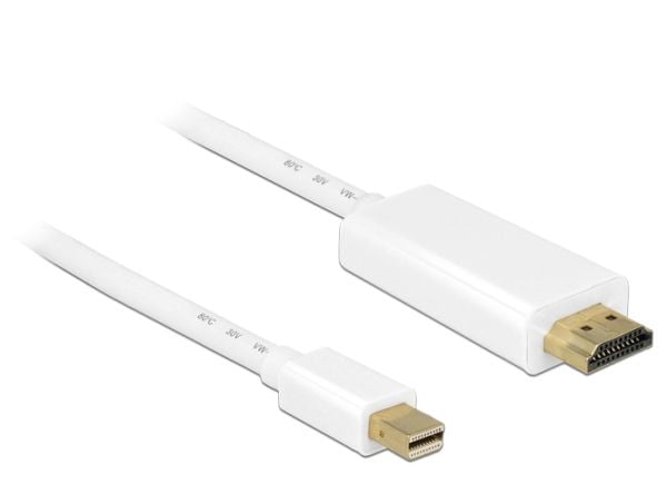 Delock High Speed HDMI - Adapterkabel - Mini DisplayPort hane till HDMI hane - 3 m - vit - stöd för 4K
