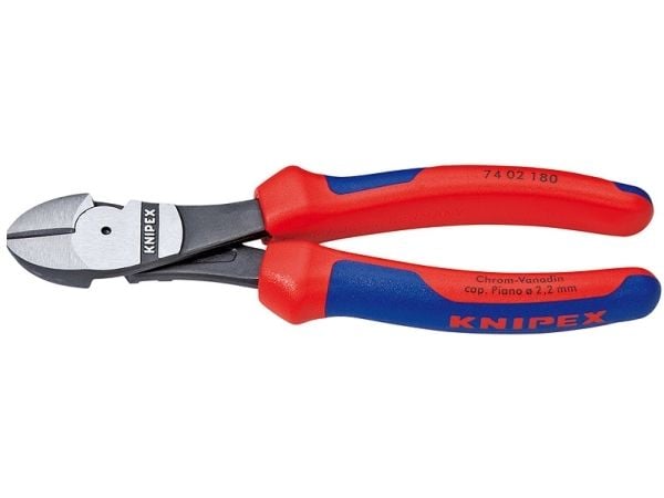 Knipex 74 02 140, Avbitartång, Kromvanadinstål, Plast, Blå, Röd, 140 mm, 157 g