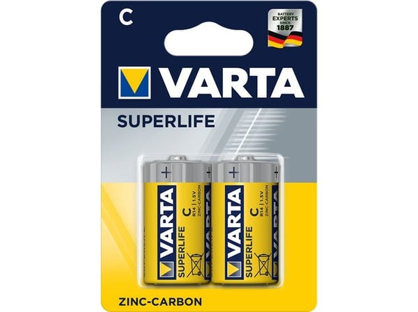 Varta Superlife 2014 - Batteri 2 x C - Karbonsink
