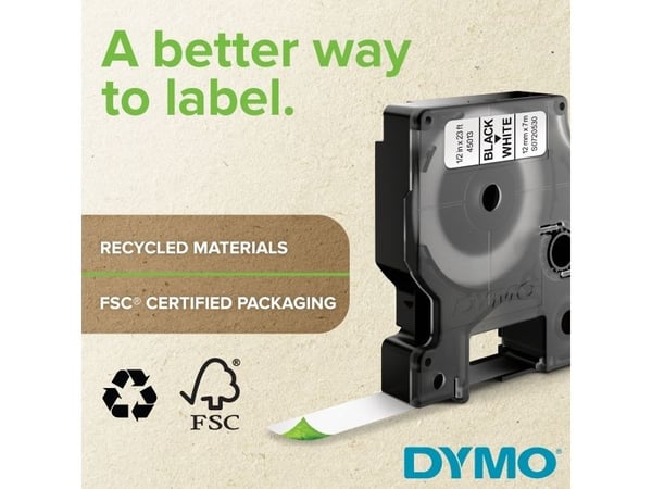DYMO D1 - Blank - svart på röd - Rulle (0,9 cm x 7 m) 1 kassett(er) tejp - för LabelMANAGER