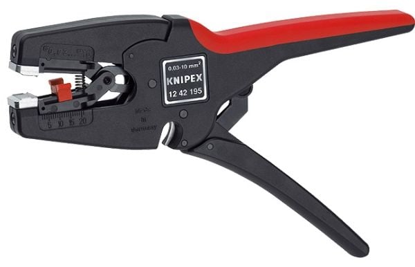 KNIPEX MultiStrip 10 automaattinen kuorimanauha 0,03-10mm²:n alueelta, jossa on pehmeä muovinen alue