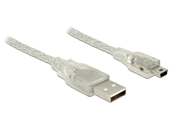 Delock - USB-kabel - mini-USB typ B (hane) till USB (hane) - USB 2.0 - 1.5 m - transparent