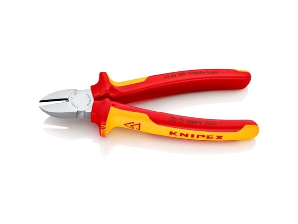 Knipex KP-7006180, Diagonal avbitartång, Krom, Kromvanadinstål, Plast, Orange, Röd, 56 mm, 180 mm