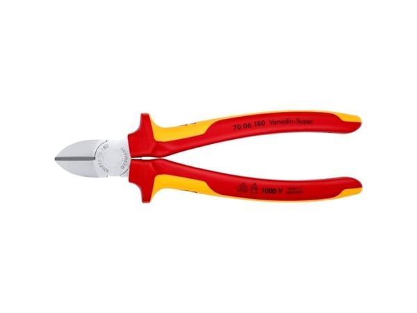 Knipex KP-7006180, Diagonal avbitartång, Krom, Kromvanadinstål, Plast, Orange, Röd, 56 mm, 180 mm