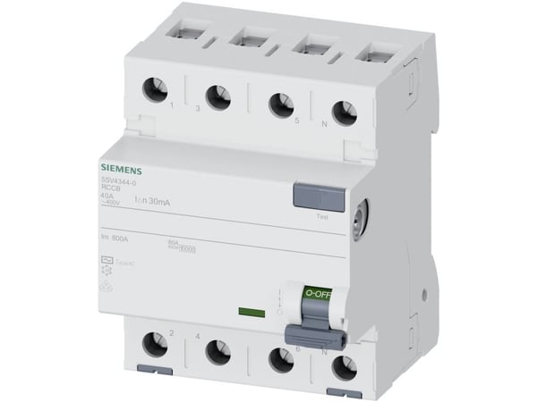 Jordfelsbrytare 4P 40A 0.03A Typ AC 30mA 400V SENTRON 5SV4344-0