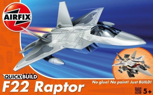Airfix QUICK BUILD F22 Raptor, Kiinteäsiipinen lentokonemalli, Asennussarja, F22 Raptor, Mikä tahansa sukupuoli, Muovia, 24 kpl Airfix QUICK BUILD F22 Raptor, Kiinteäsiipinen lentokonemalli, Asennussarja, F22 Raptor, Mikä tahansa sukupuoli, Muovia, 24 kpl