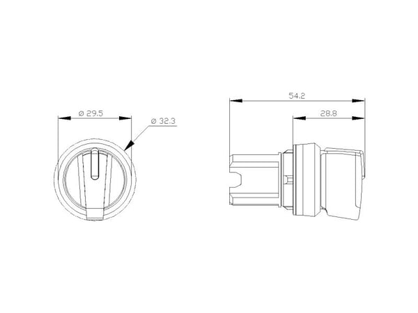 Siemens 3SU10022BL600AA0 3SU1002-2BL60-0AA0 Knebelschalter Frontring Kunststoff Schwarz, Weiß 2 x 45 ° 1 St., IP67, IP69K, 2,23 cm, 95 mm, 103 mm, ...