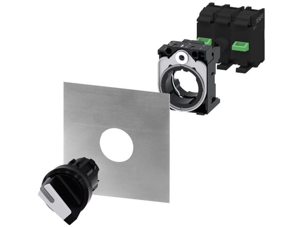 Siemens 3SU10022BL600AA0 3SU1002-2BL60-0AA0 Knebelschalter Frontring Kunststoff Schwarz, Weiß 2 x 45 ° 1 St., IP67, IP69K, 2,23 cm, 95 mm, 103 mm, ...