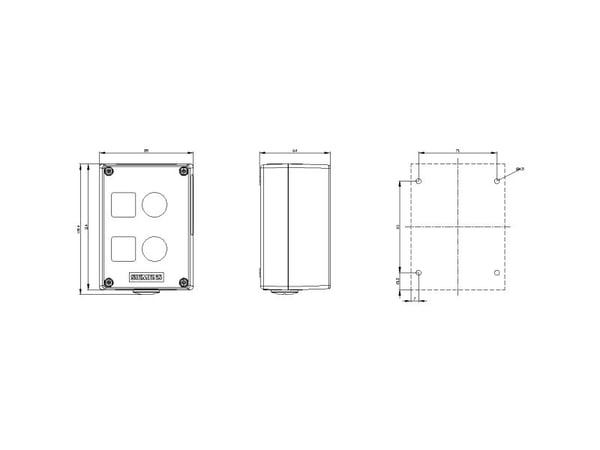 Siemens 3SU1852-0AA00-0AB1 Tyhjä kotelo 2 asennuspistettä, Maahan kiinnittämistä varten (L x S x K) 118,4 x 85 x 64 mm Harmaa 1 kpl
