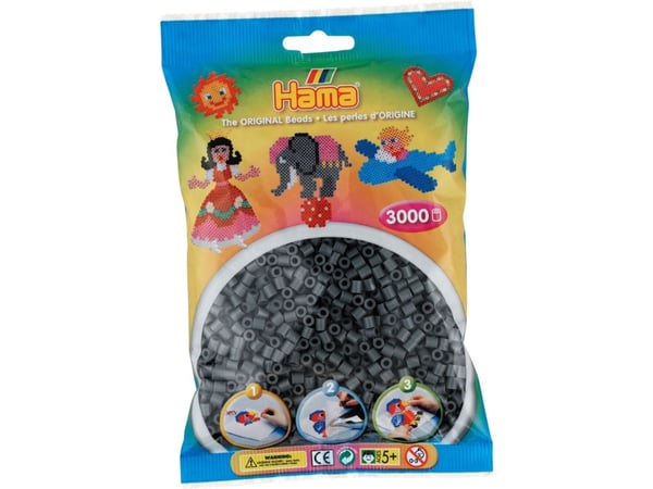Hama Beads 201-71, Harmaa, Putkihelmi, 3000 kpl