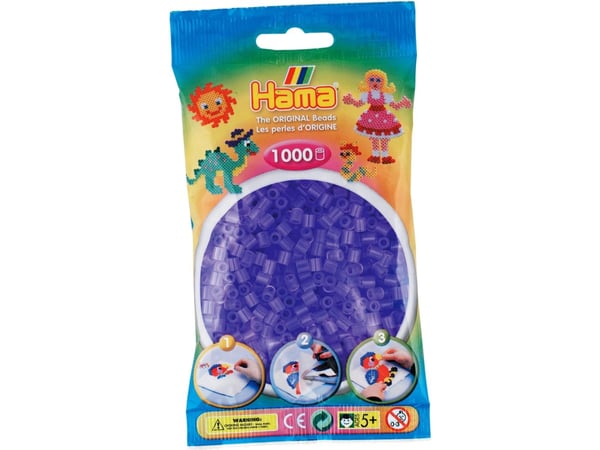 Hama Beads 207-74, Lila, Läpikuultava, Putkihelmi, 1000 kpl