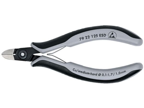 Knipex 79 22 125 ESD, Avbitartång, 1 cm, 6,5 mm, Stål, Svart, Grå, 125 mm
