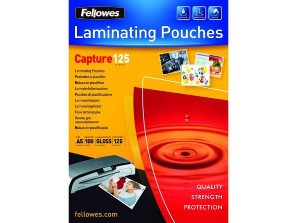 Lamineringsfickor Fellowes A5 125 micron 154x216mm (100 st.)