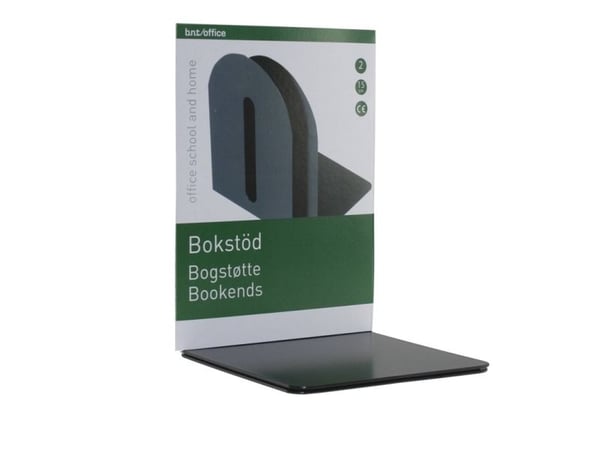 Bokstöd i metall, 15x15 cm, svart - (2 st./förpackning)